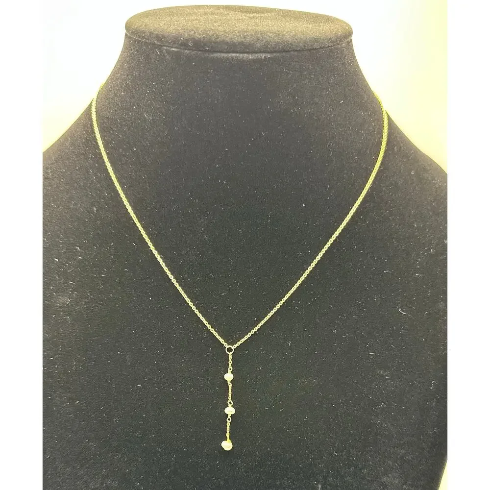 BYCHARI Evelyn Coco Lariat Necklace - NWT - Gold Plated and Freshwater Pearls - Picture 3 of 7